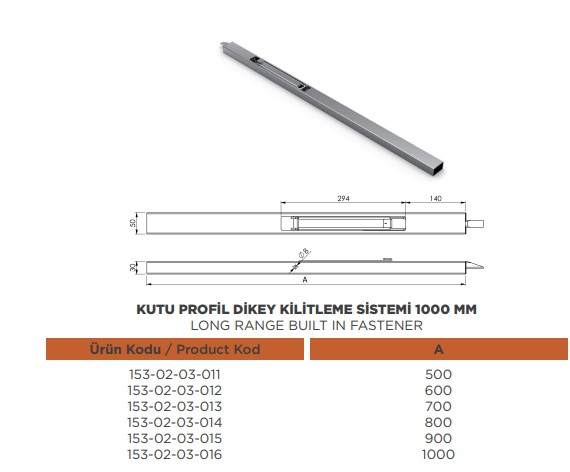 KUTU PROFIL DIK KILIT SISTEMI 600 MM